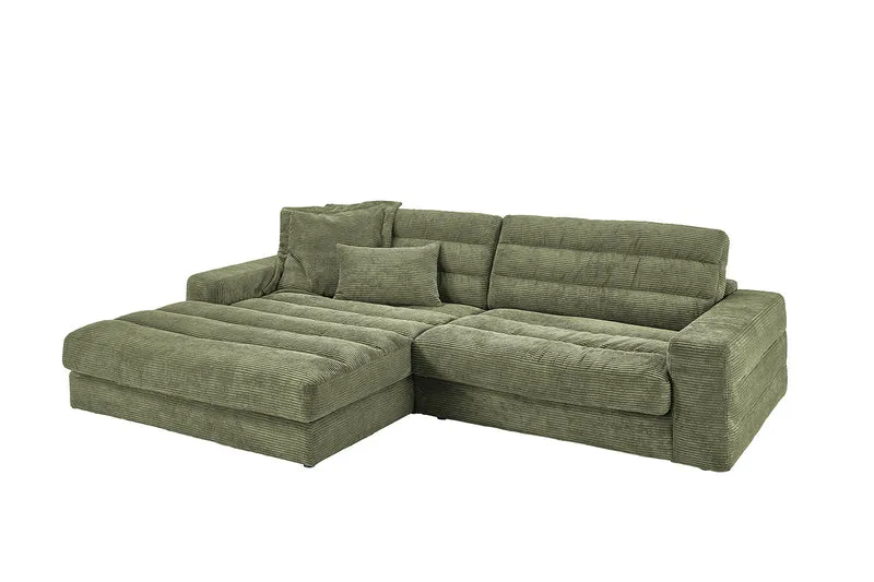 KAWOLA Sofa LANA Ecksofa Cord olivgrün