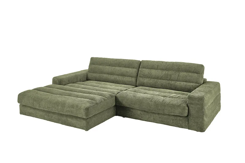 KAWOLA Sofa LANA Ecksofa Cord olivgrün