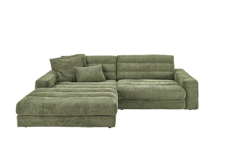 KAWOLA Sofa LANA Ecksofa Cord olivgrün