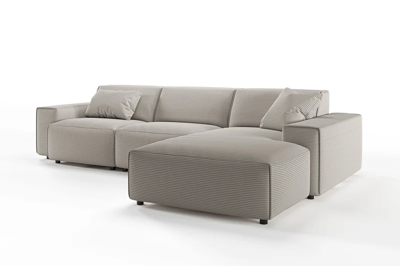 KAWOLA Sofa RANI Ecksofa Cord steingrau