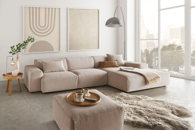 KAWOLA Sofa RANI Ecksofa Cord taupe