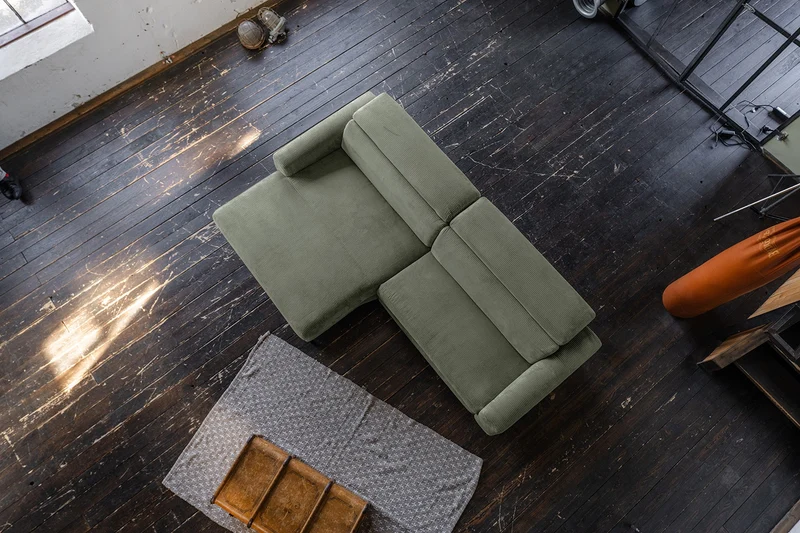 KAWOLA Sofa LAISKA Ecksofa Cord olivgrün