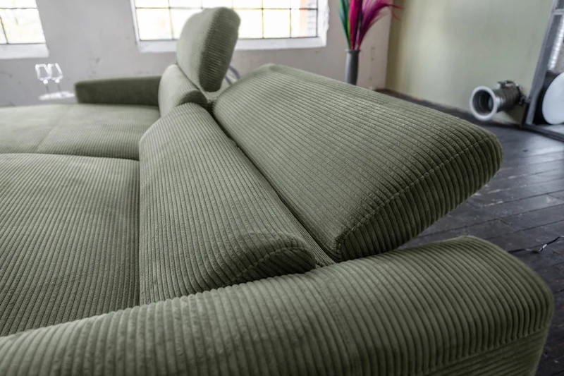 KAWOLA Sofa LAISKA Ecksofa Cord olivgrün