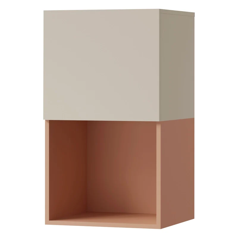 Lorin Hängeschrank 45 cm mit 1 Tür und offenem Fach – Kaschmir / Alpaka