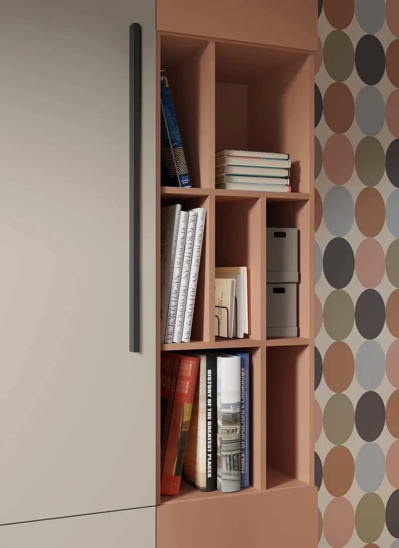 Lorin Hängeschrank 45 cm mit 1 Tür und offenem Fach – Kaschmir / Alpaka