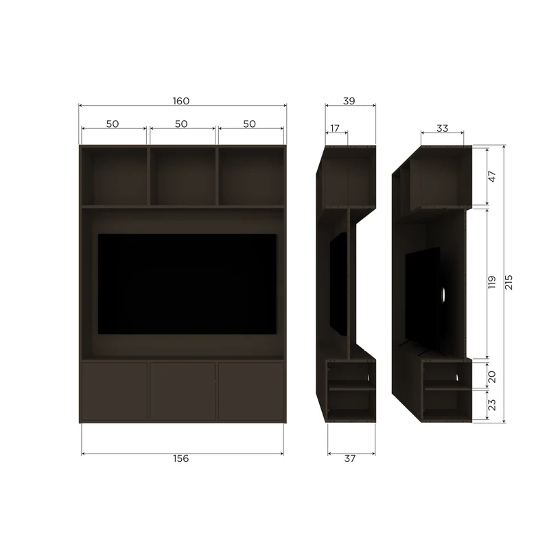 Meggy tv ablageschrank 160 cm kiefer mittelbraun