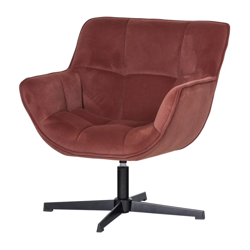 Wibo drehsessel mat velvet braun/rot