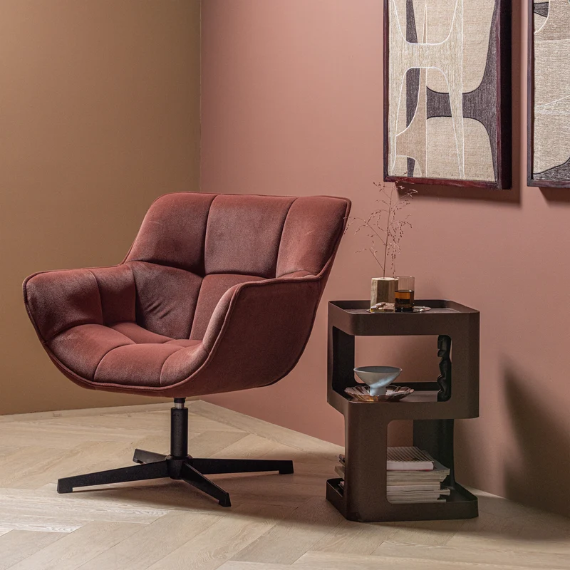 Wibo drehsessel mat velvet braun/rot