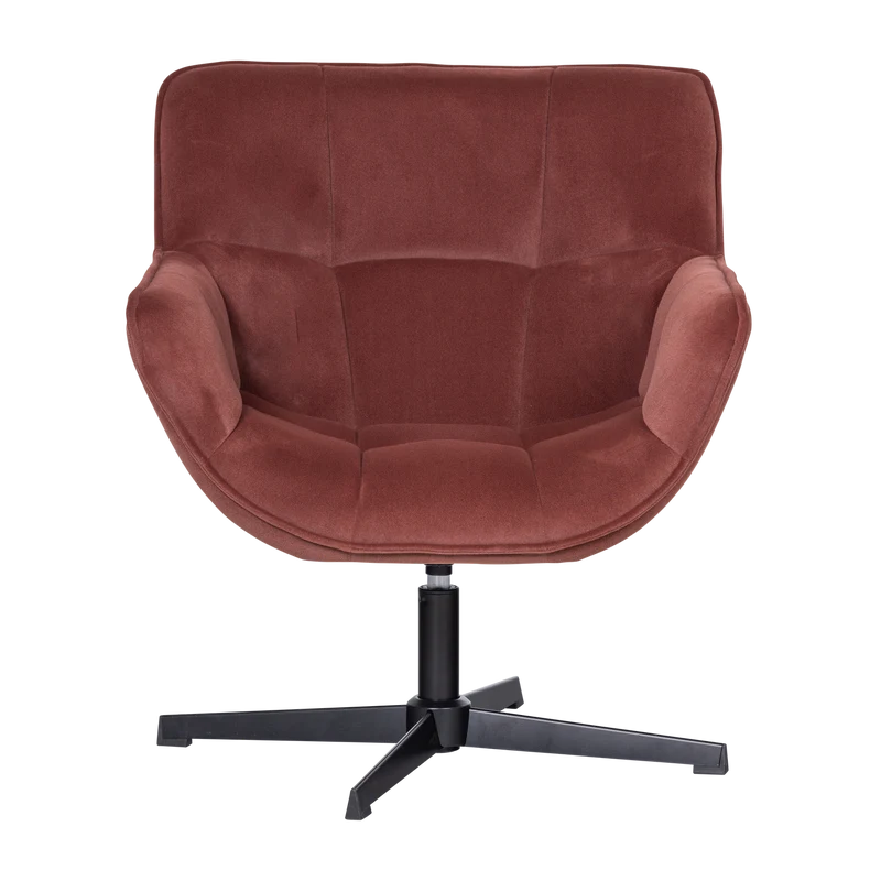 Wibo drehsessel mat velvet braun/rot