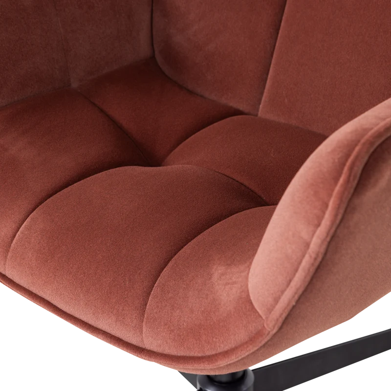 Wibo drehsessel mat velvet braun/rot