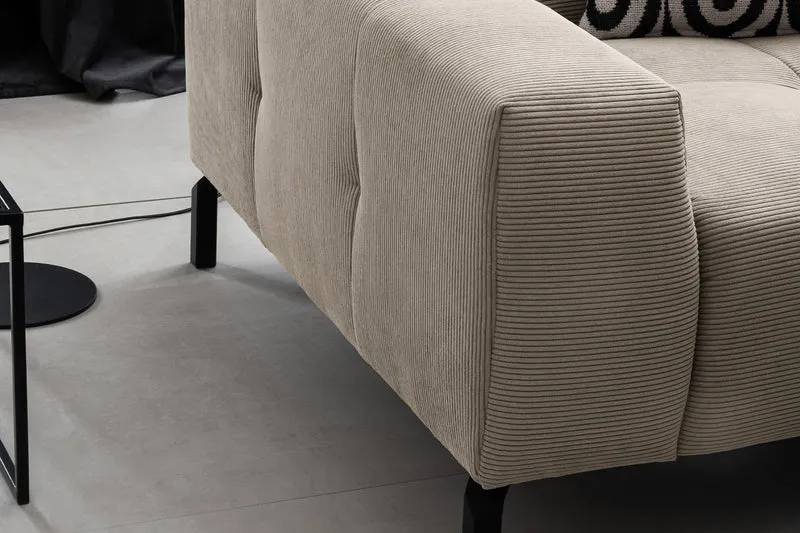 KAWOLA Sofa OHIO Ecksofa Feincord beige