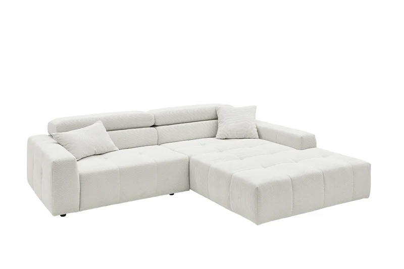 KAWOLA Sofa RENO Ecksofa Feincord weiß
