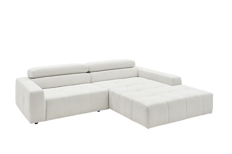 KAWOLA Sofa RENO Ecksofa Feincord weiß
