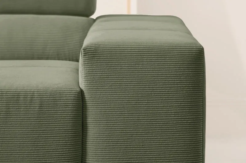 KAWOLA Sofa NEVADA Ecksofa Feincord olivgrün