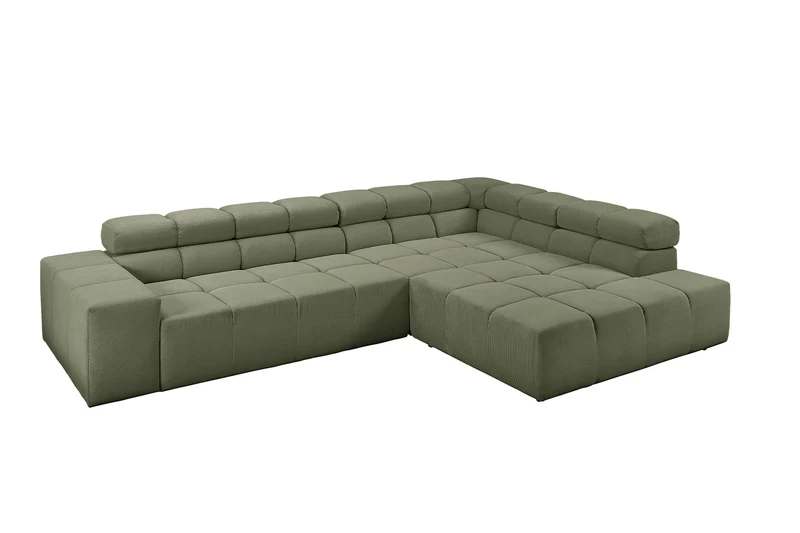 KAWOLA Sofa NEVADA Ecksofa Feincord olivgrün