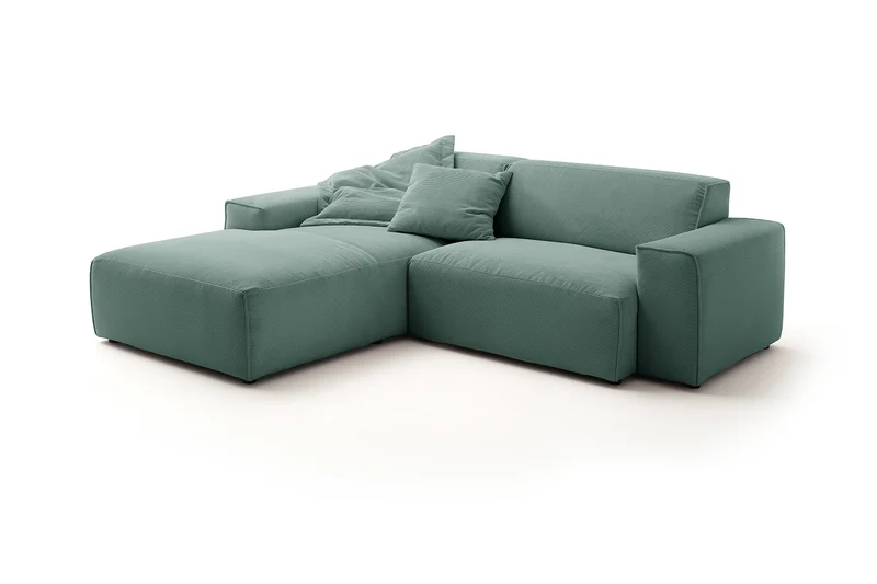 KAWOLA Sofa RANI Ecksofa Feincord grün