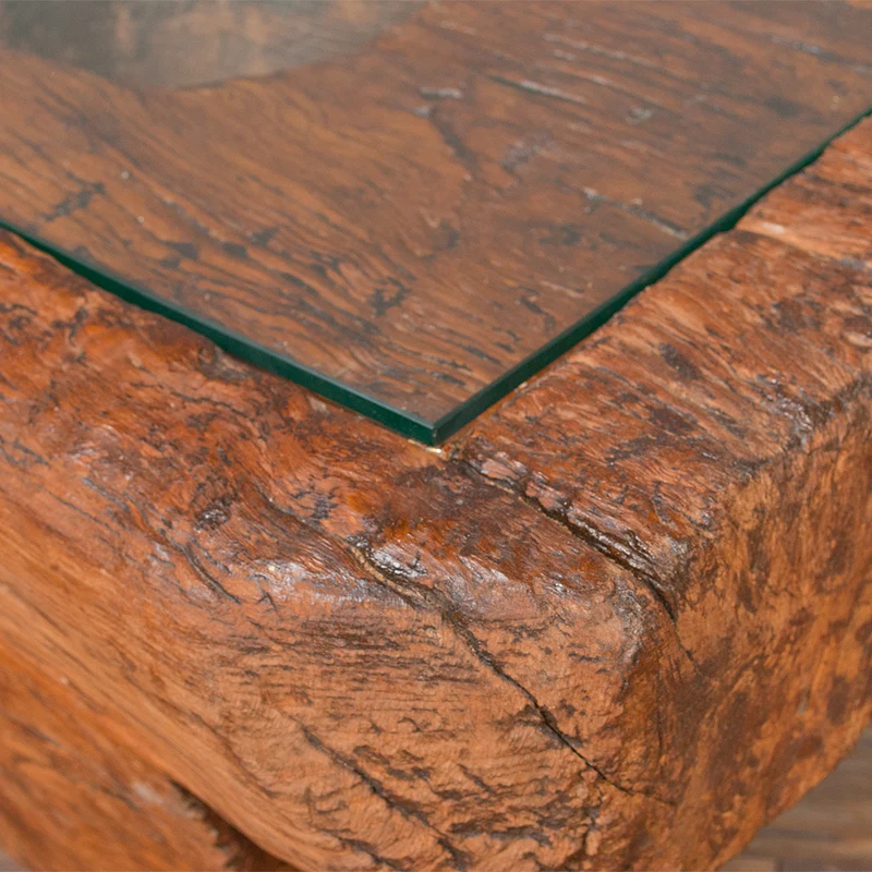 Couchtisch ANTIQUE aus altem Reisstampfgefäß