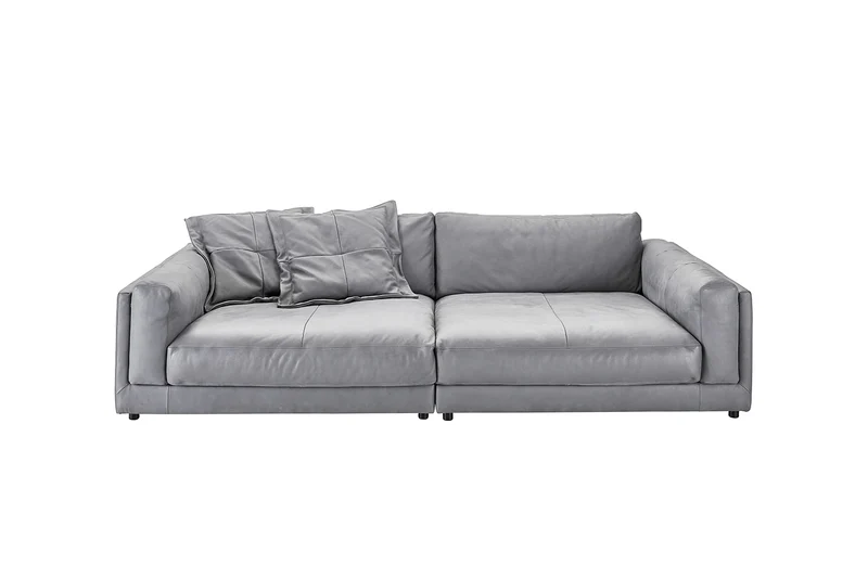 KAWOLA Big Sofa RAINA Leder grau