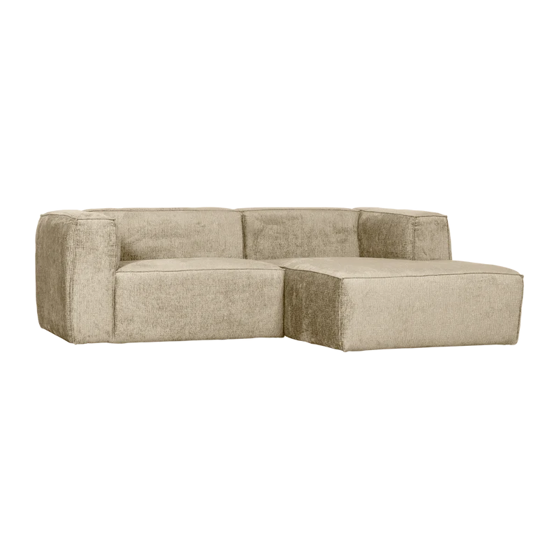 Bean chaise longue sofa rechts struktur-samt buttermilk