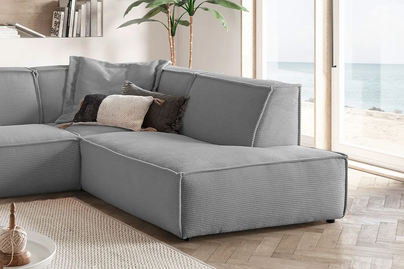 KAWOLA Sofa SAMU Ecksofa Cord grau