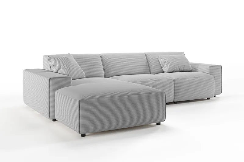 KAWOLA Sofa RANI Ecksofa Cord hellgrau