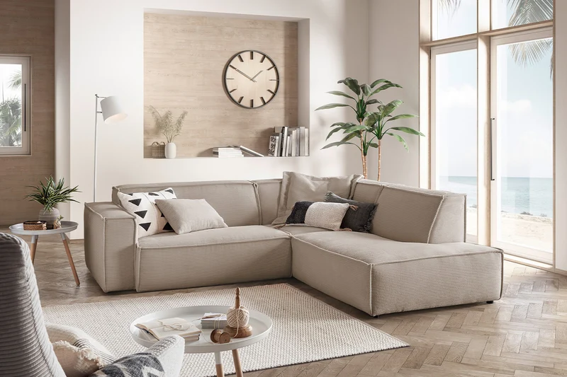 KAWOLA Sofa SAMU Ecksofa Cord taupe