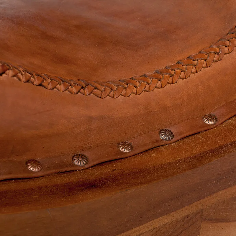 Ledersessel BAHIA Teak Brown mit Hocker