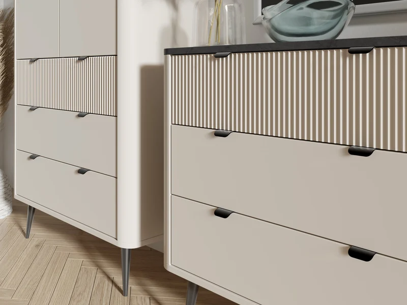 Marly Kommode 90 cm mit 3 Schubladen – Kaschmir / Grauer Stein