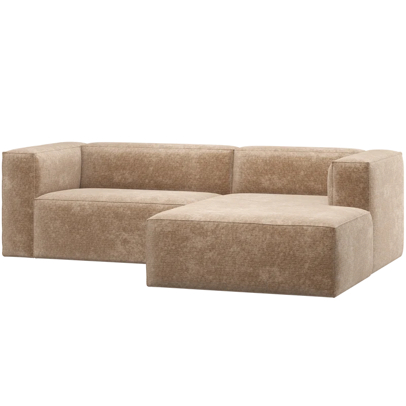Bean chaise longue sofa rechts chenille-samt pfirsichrosa