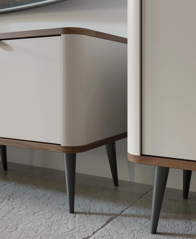 Marly Kommode 130 cm mit 3 Türen und 3 Schubladen – Kaschmir / Walnuss