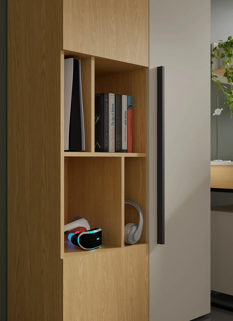 Lorin Schreibtisch 125 cm mit 2 Schubladen – Kaschmir / Frühlingseiche