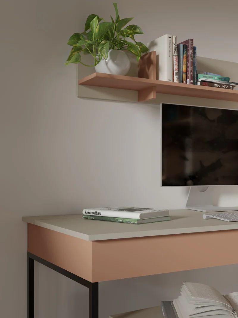 Lorin Schreibtisch 125 cm mit 2 Schubladen – Kaschmir / Alpaka