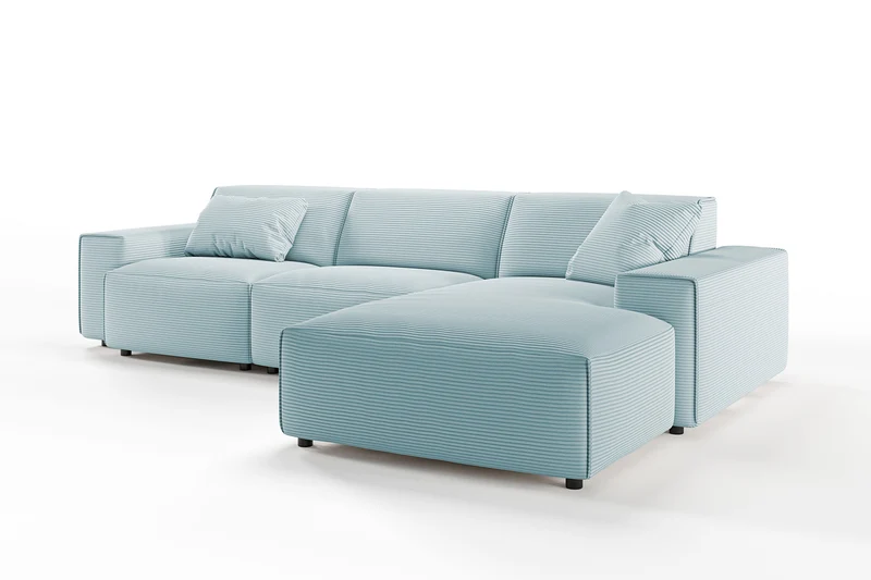 KAWOLA Sofa RANI Ecksofa Cord hellblau