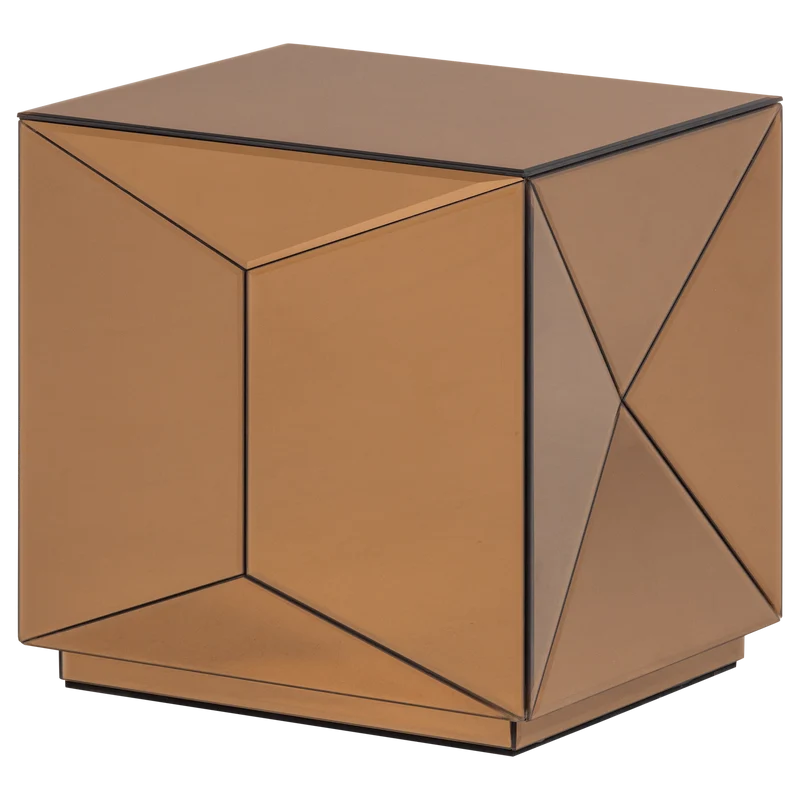Glintz beistelltisch holz spiegelglas braun
