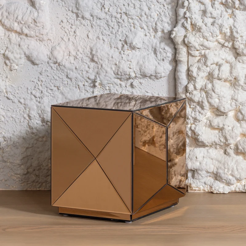 Glintz beistelltisch holz spiegelglas braun