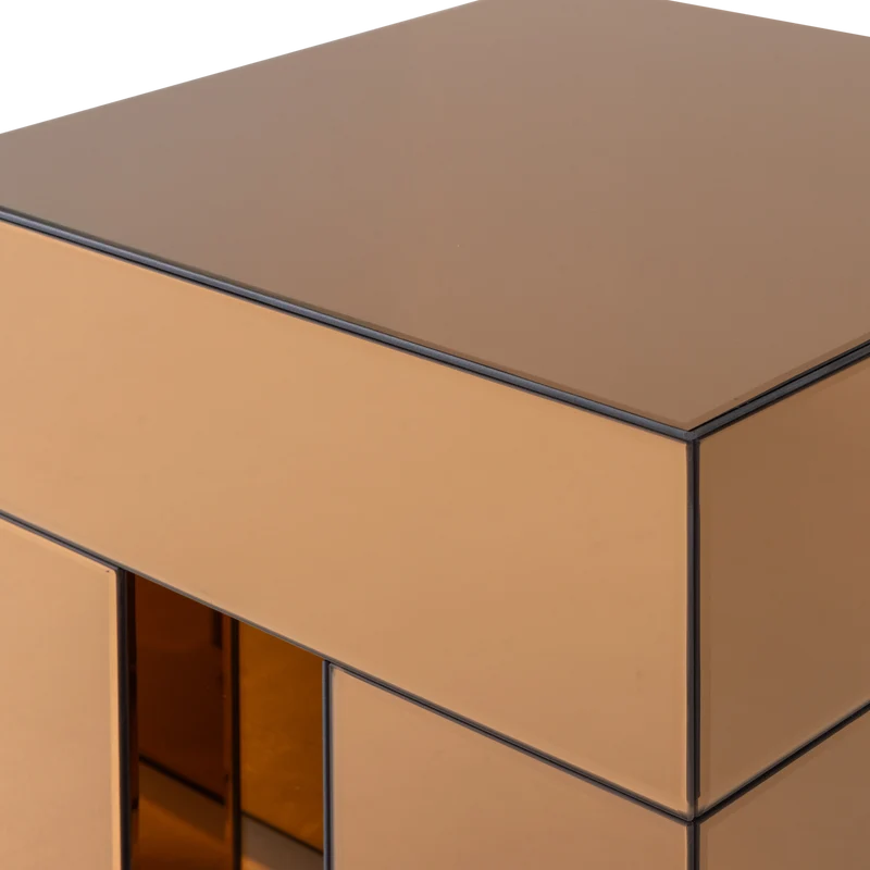 Mirrox beistelltisch holz spiegelglas braun
