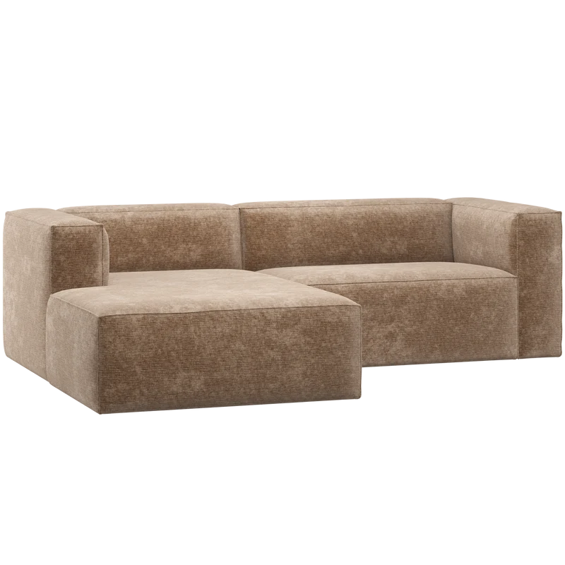 Bean chaise longue sofa links chenille-samt taupe
