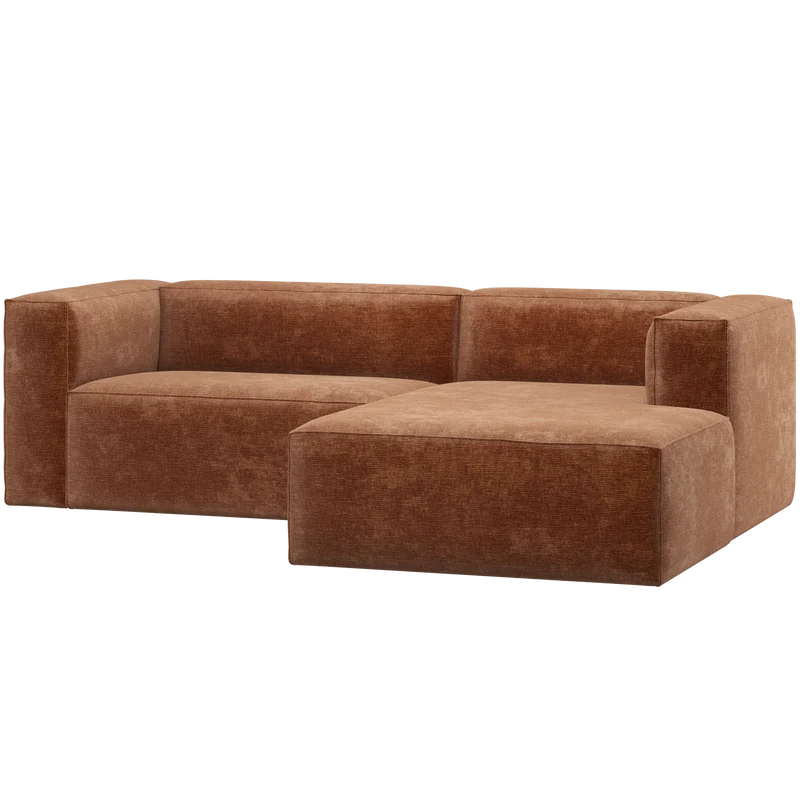 Bean chaise longue sofa rechts chenille-samt terra