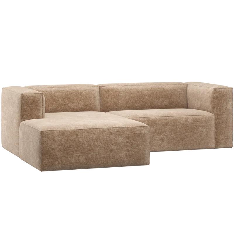 Bean chaise longue sofa links chenille-samt pfirsichrosa