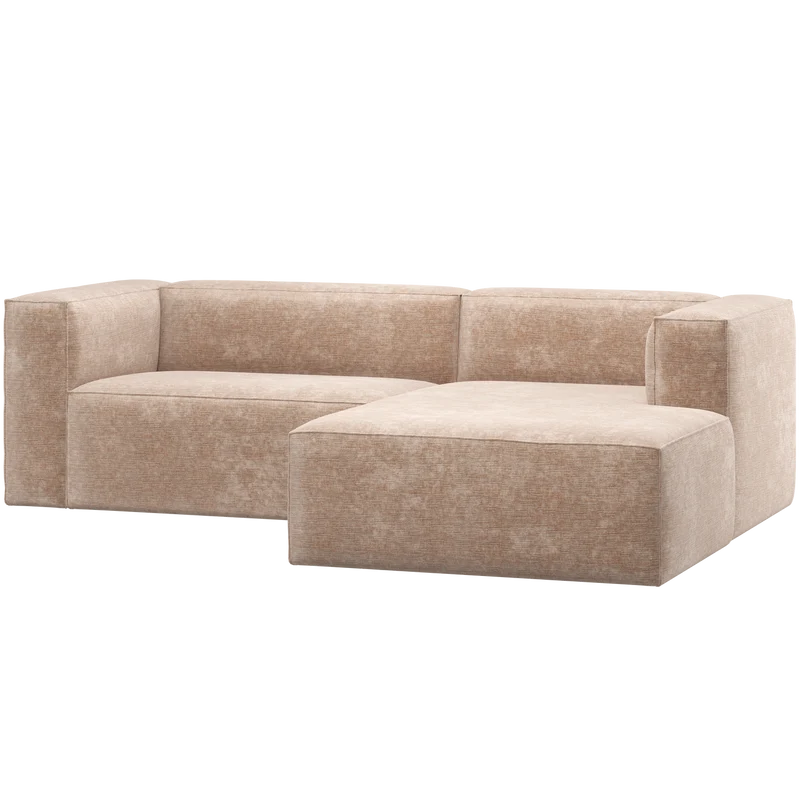 Bean chaise longue sofa rechts chenille-samt natur