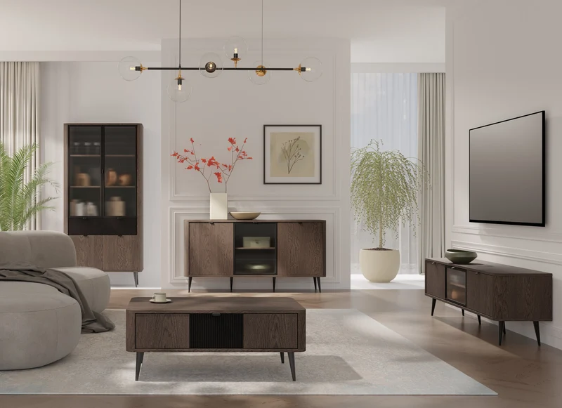 Marly Sideboard 160 cm mit 2 Türen und 1 Glastür – Baltic Storm