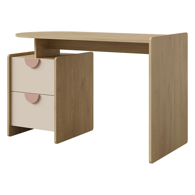 Lexi Schreibtisch 120 cm mit 2 Schubladen – Cremona Eiche / Macadamia / Puderrosa