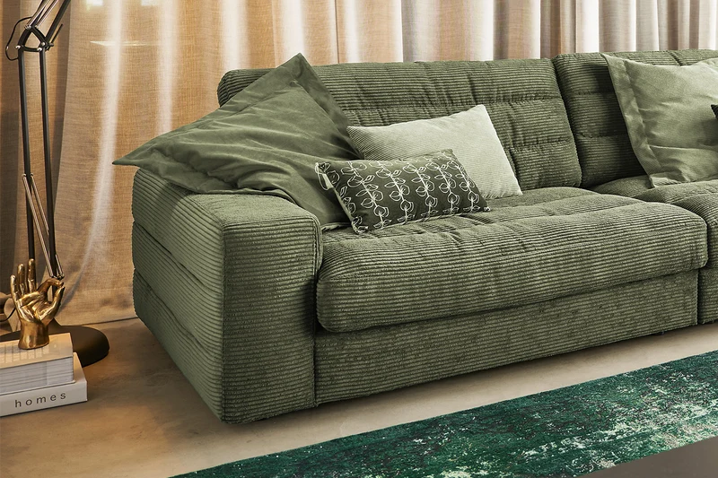 KAWOLA Sofa LANA XL Ecksofa Cord olivgrün