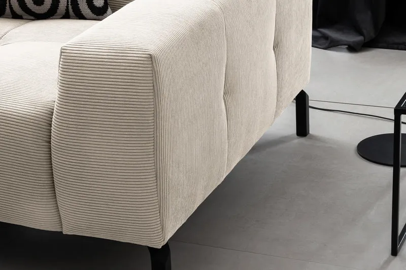 KAWOLA Sofa OHIO Ecksofa Feincord weiß