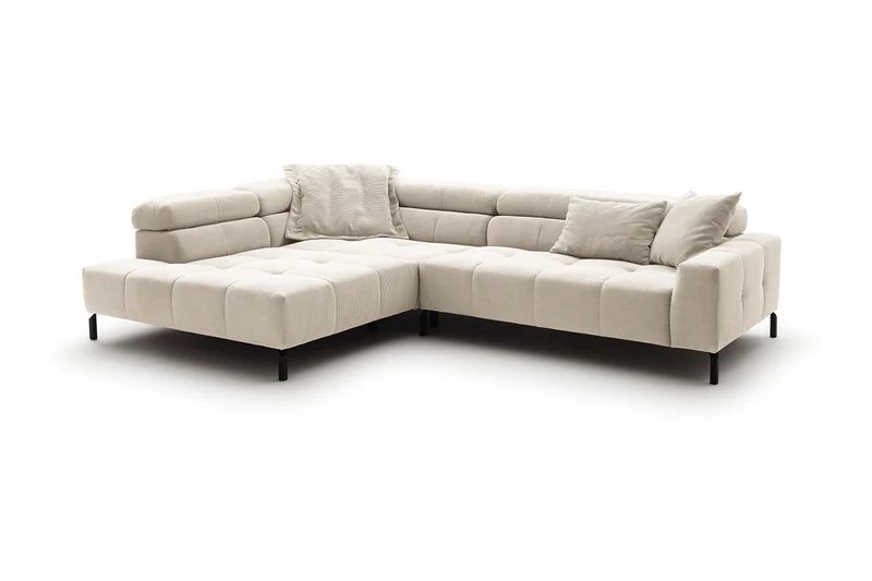KAWOLA Sofa OHIO Ecksofa Feincord weiß