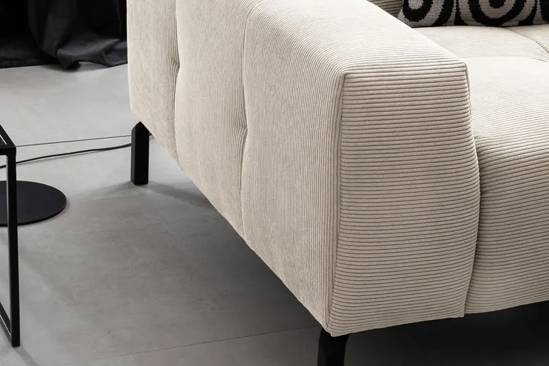 KAWOLA Sofa OHIO Ecksofa Feincord weiß