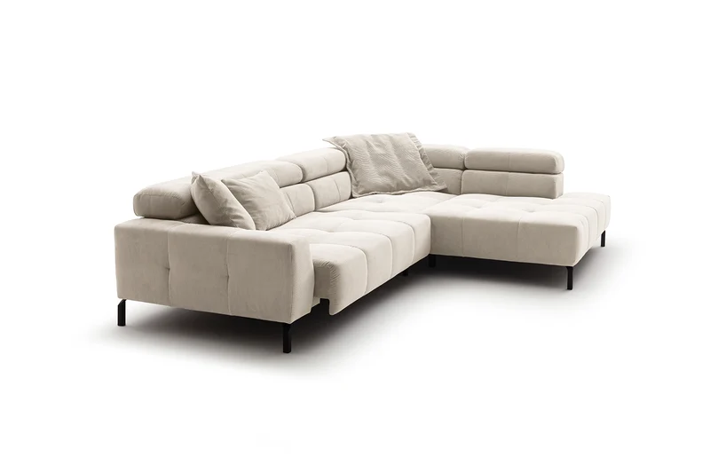 KAWOLA Sofa OHIO Ecksofa Feincord weiß