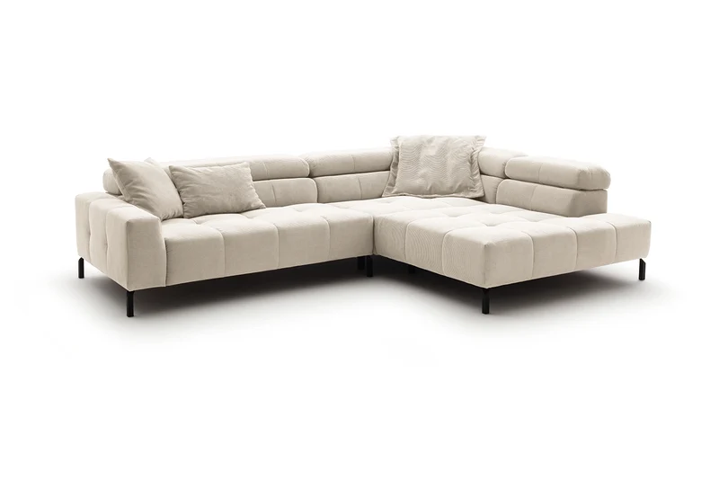 KAWOLA Sofa OHIO Ecksofa Feincord weiß