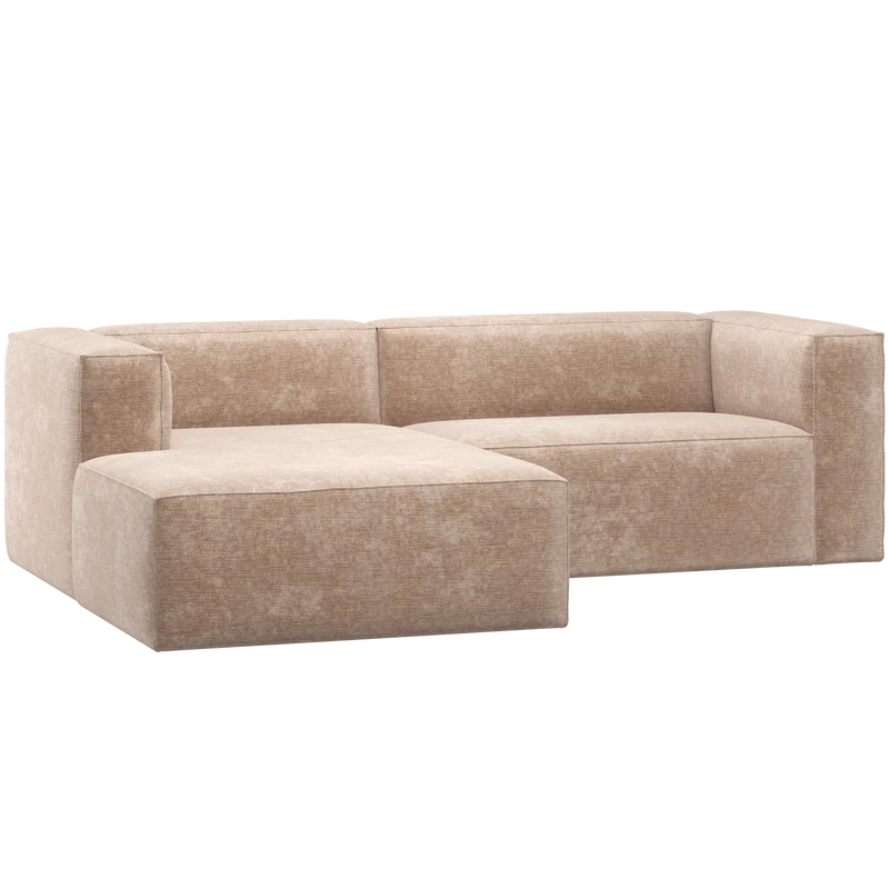 Bean chaise longue sofa links chenille-samt natur