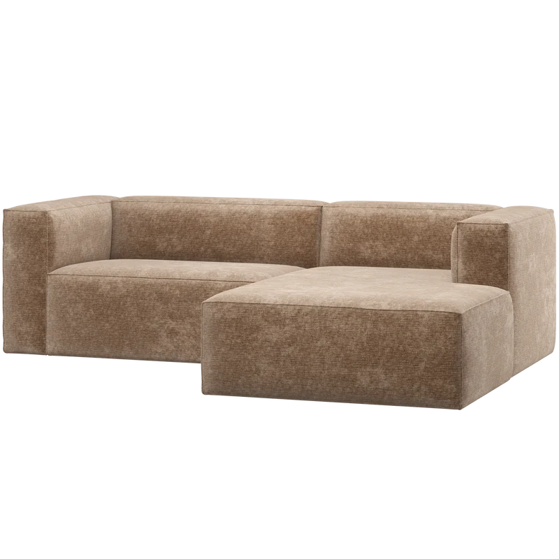 Bean chaise longue sofa rechts chenille-samt taupe